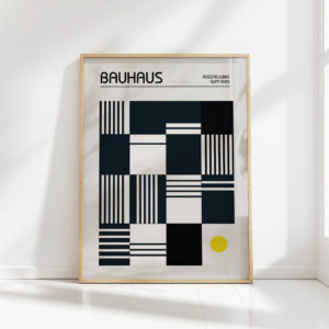 bauhaus exhibition geometric art print yellow dot