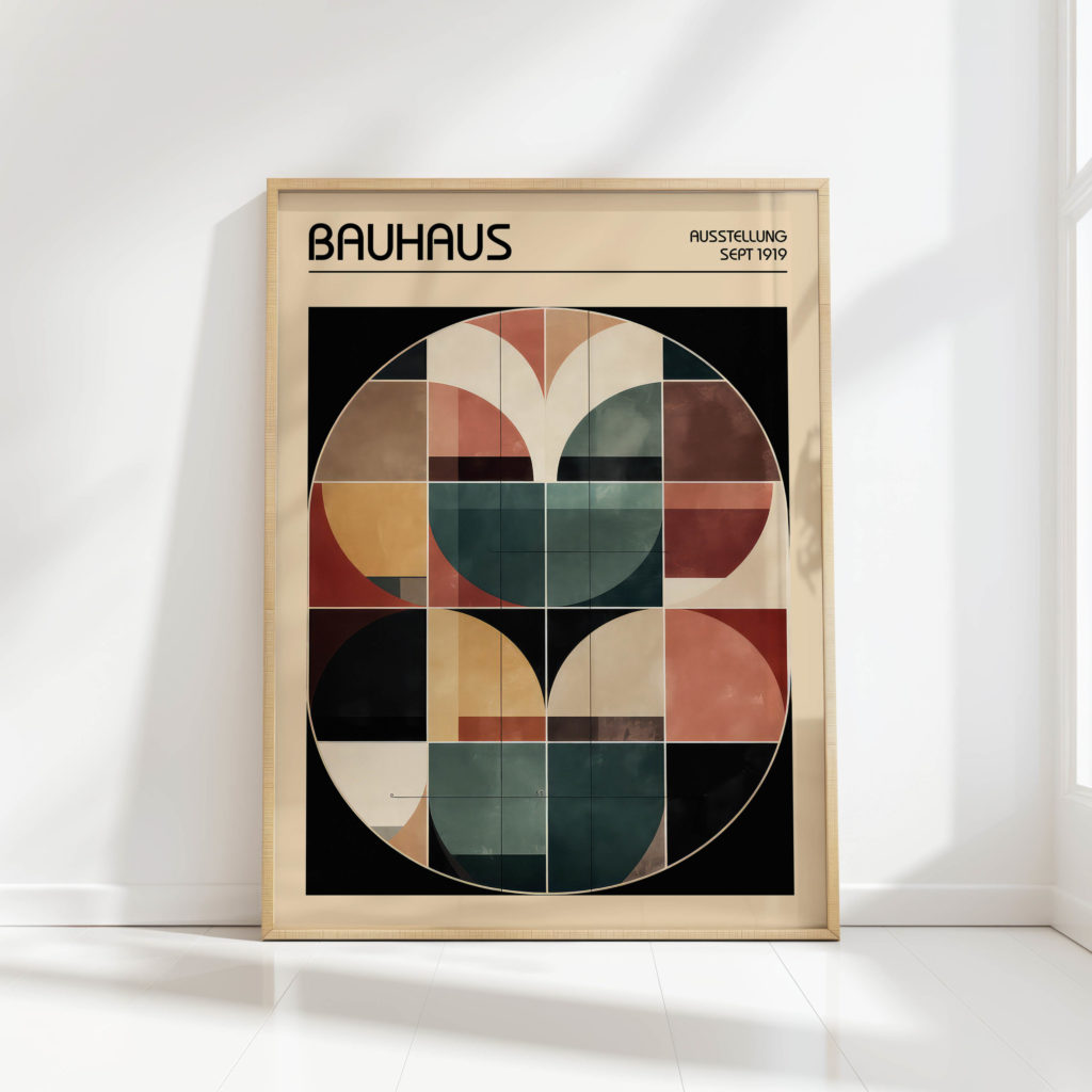 bauhaus inspired abstract art circle geometric print