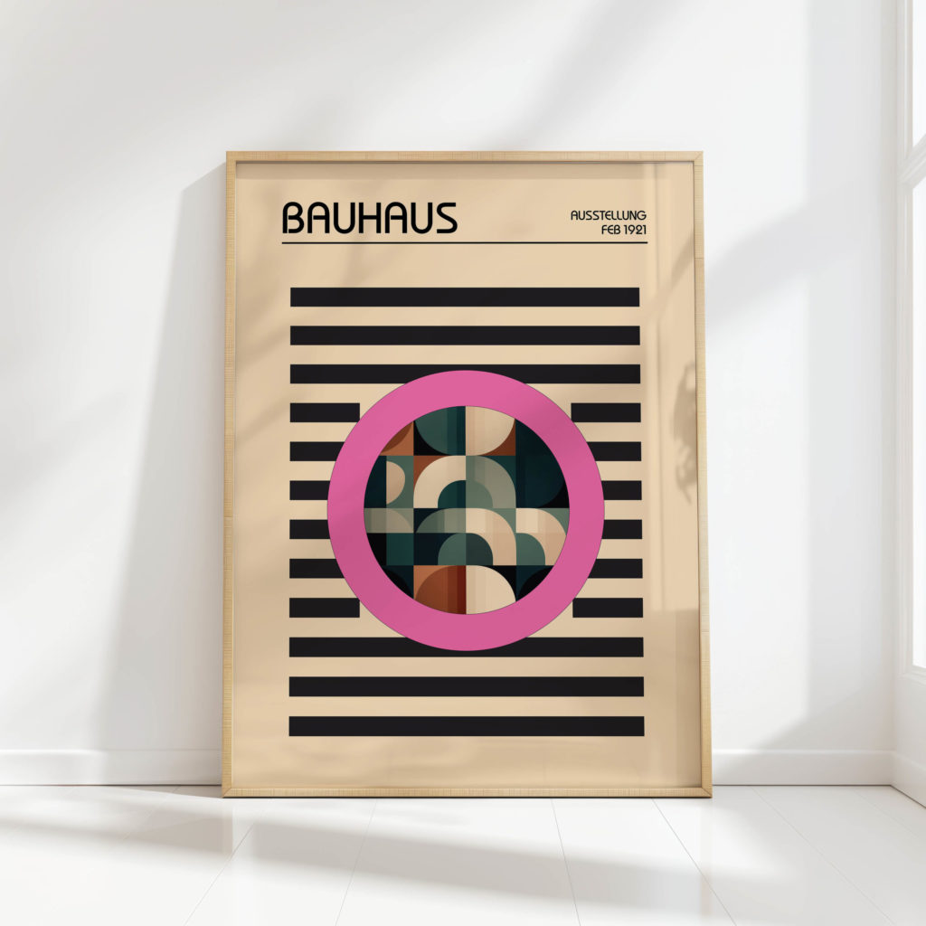 bauhaus inspired abstract art circles stripes print