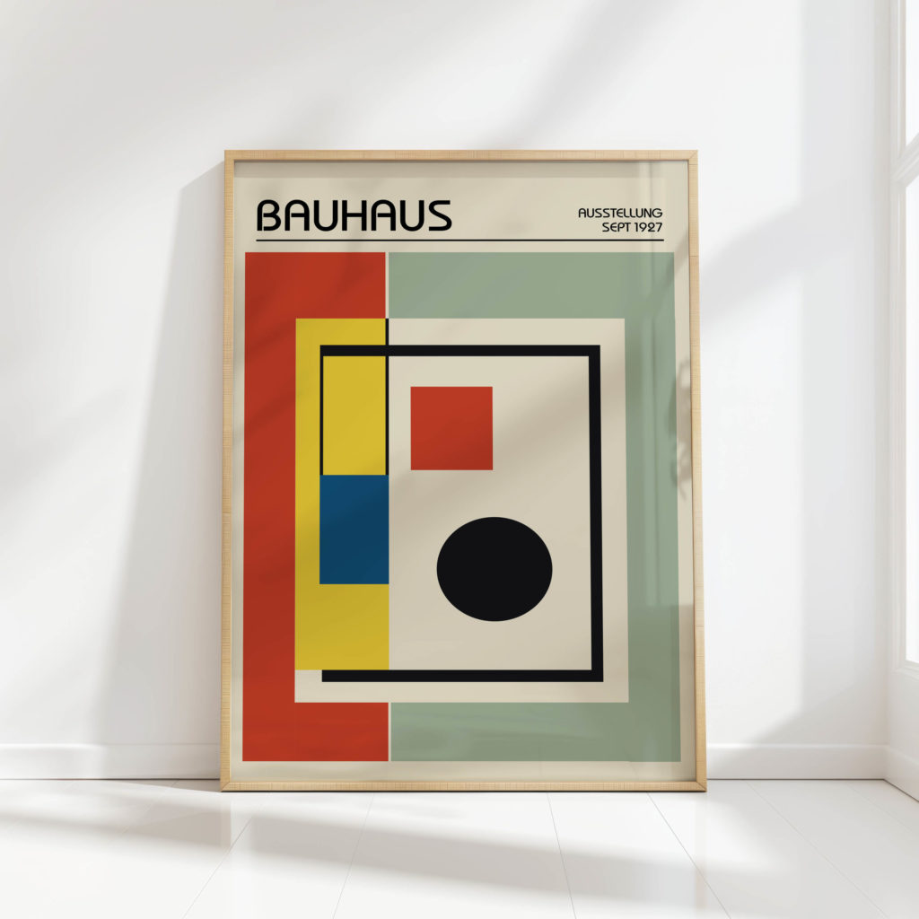 bauhaus inspired color block art print for home decor