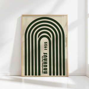 bauhaus inspired geometric curved lines art print