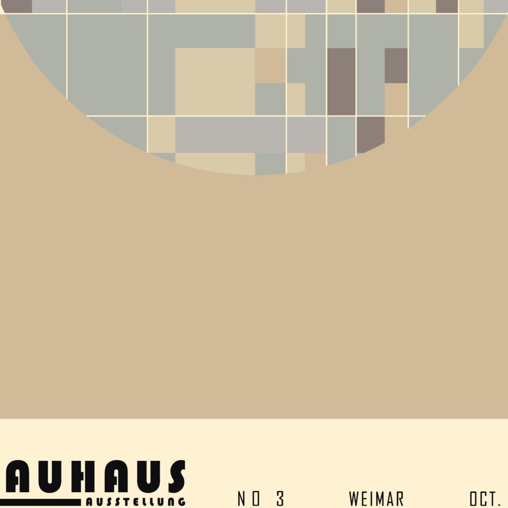 bauhaus print beige blue geometric shapes design 4