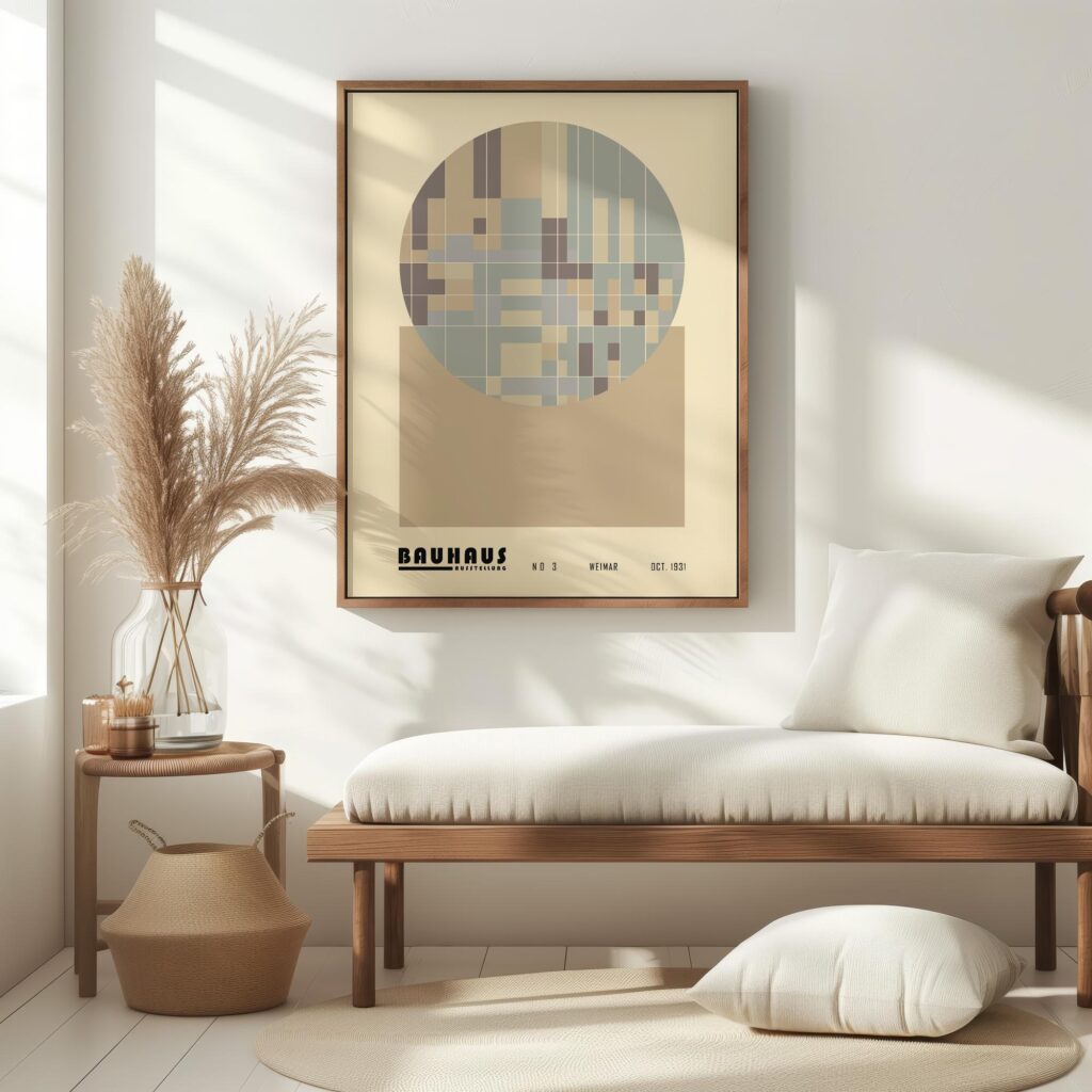bauhaus print beige blue geometric shapes design 6