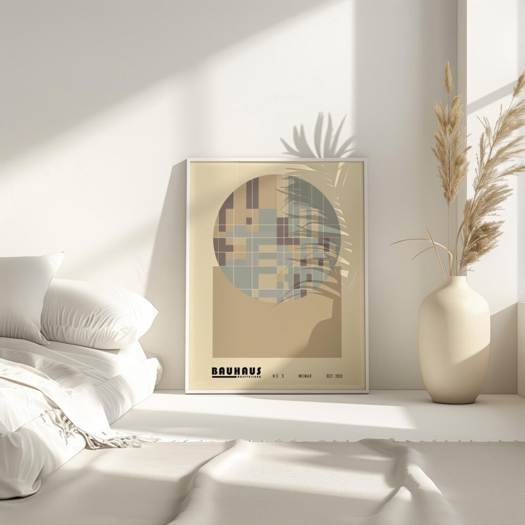 bauhaus print beige blue geometric shapes design 7