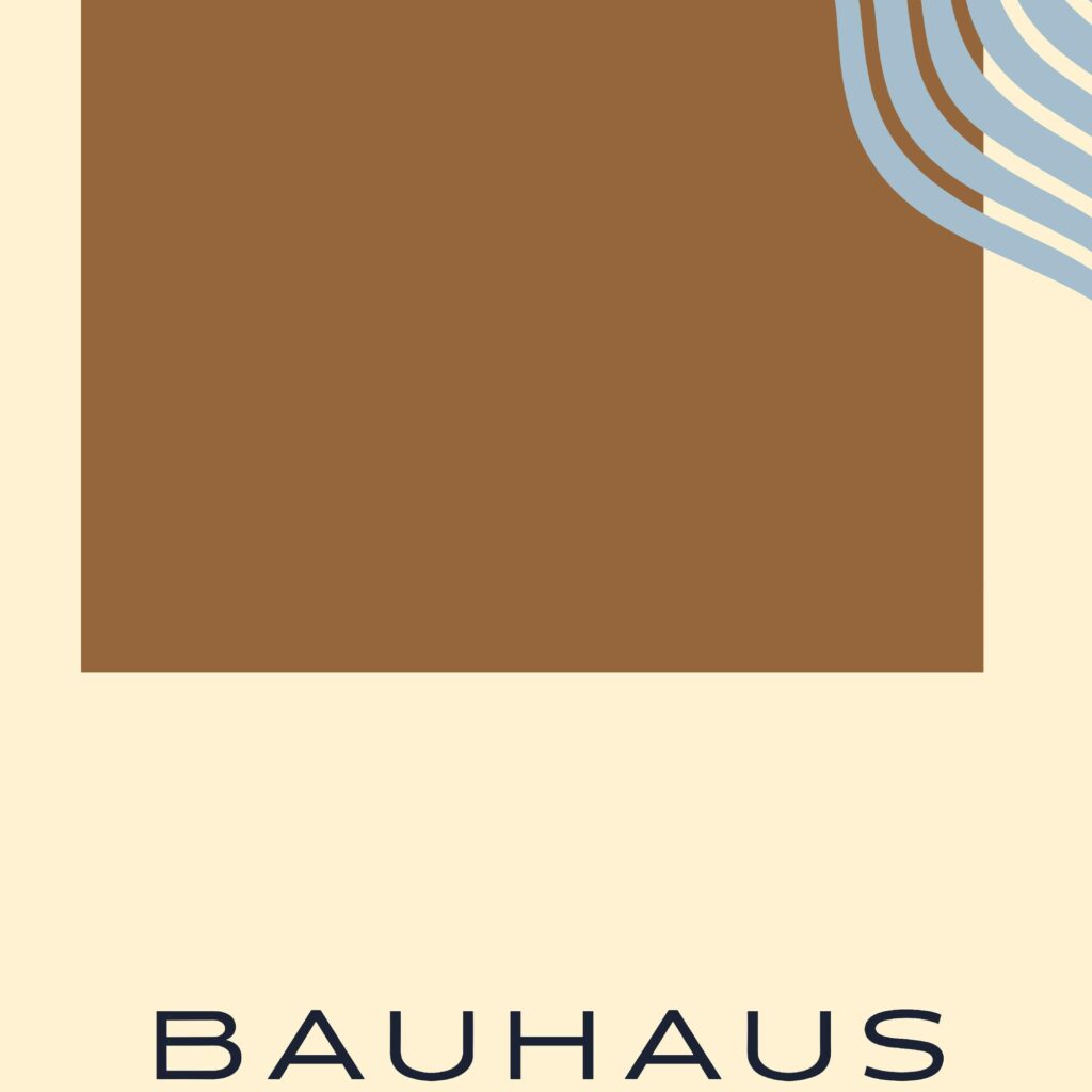 bauhaus print beige blue wavy line design 4