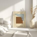 bauhaus print beige blue wavy line design 7