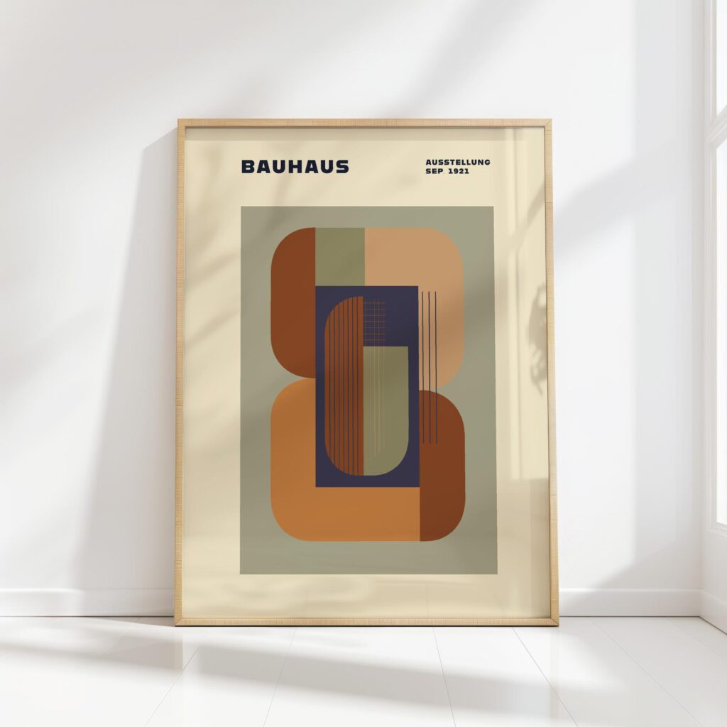 bauhaus print beige tonal geometric shapes art