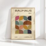 bauhaus print beige tone geometric shapes