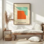 bauhaus print beige tone wavy lines design 6