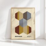 bauhaus print beige toned geometric blocks