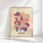 bauhaus print beige tones geometric shapes