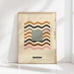 bauhaus print beige wavy lines and shapes design