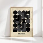bauhaus print black and cream geometric shapes