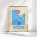 bauhaus print blue abstract geometric shapes