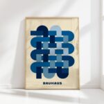 bauhaus print blue abstract geometric shapes design