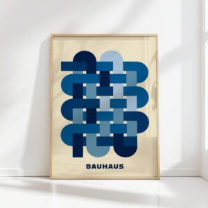 bauhaus print blue abstract geometric shapes design
