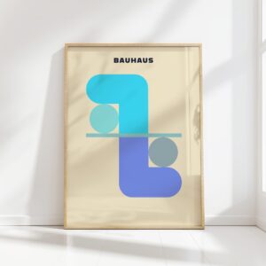 bauhaus print blue geometric balance design