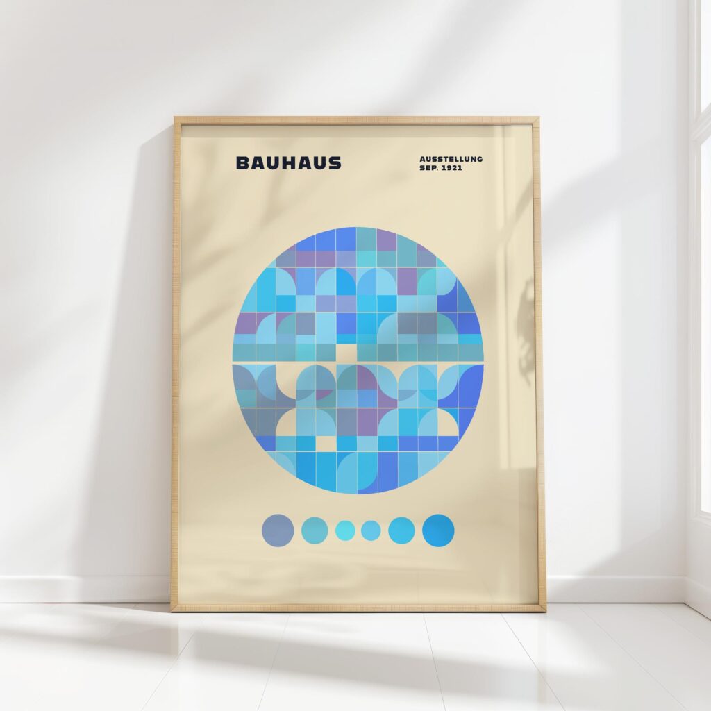 bauhaus print blue geometric harmony design