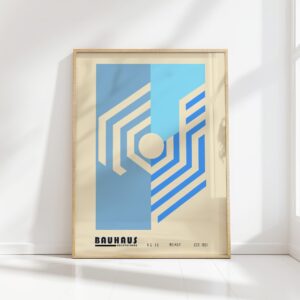 bauhaus print blue geometric minimal artwork