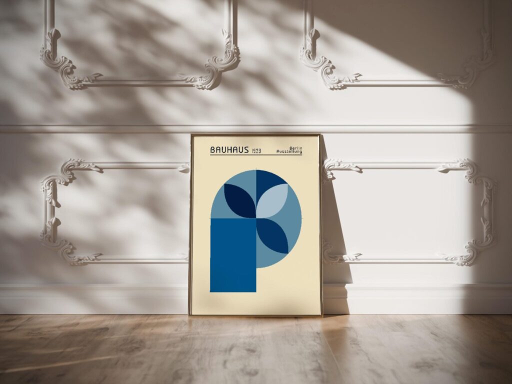 bauhaus print blue geometric shape design