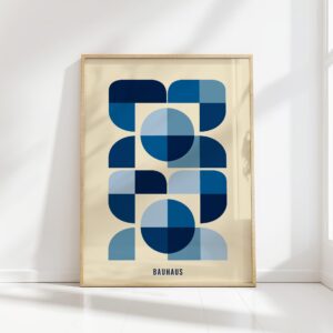 bauhaus print blue geometric shapes artwork