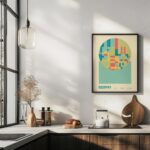 bauhaus print blue geometric simplistic design 5