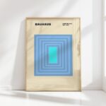 bauhaus print blue gradient geometric artwork