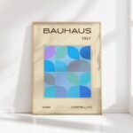 bauhaus print blue green geometric circles blend