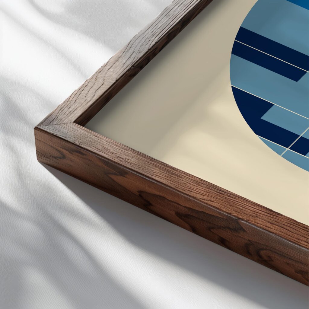 bauhaus print blue grid circle pattern 3