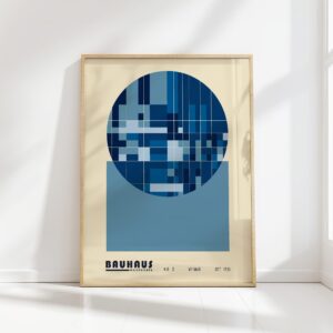 bauhaus print blue grid circle pattern 8