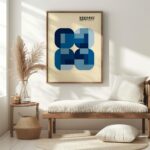 bauhaus print blue overlap geometric shapes 6