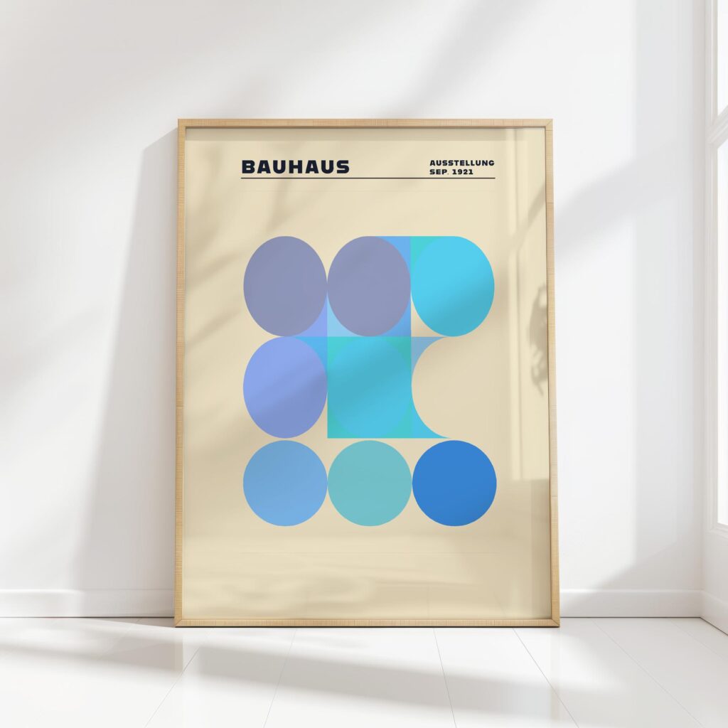 bauhaus print blue overlapping circles design
