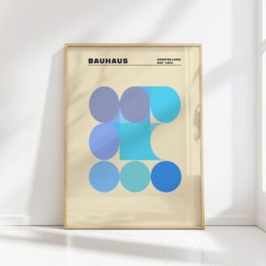 bauhaus print blue overlapping circles design