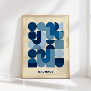 bauhaus print blue tile geometric shapes design