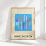 bauhaus print blue tone abstract geometric design