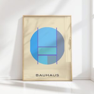 bauhaus print blue tone geometric shapes design