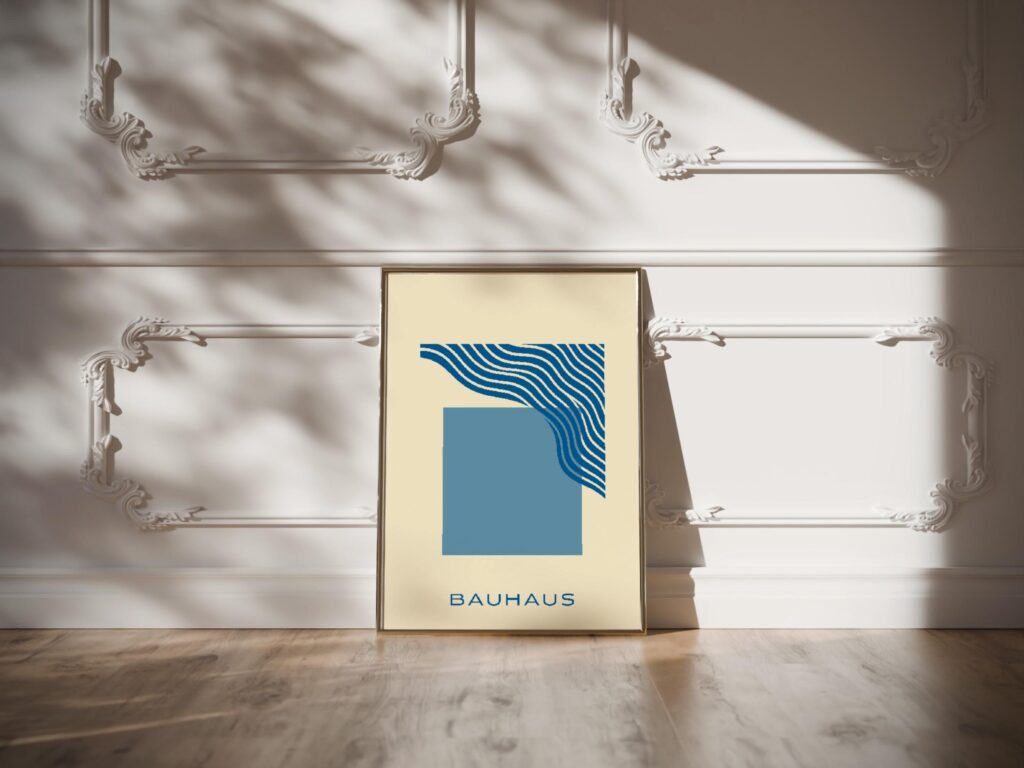 bauhaus print blue wave abstract minimalist art