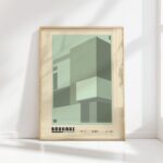 bauhaus print cold green geometric form