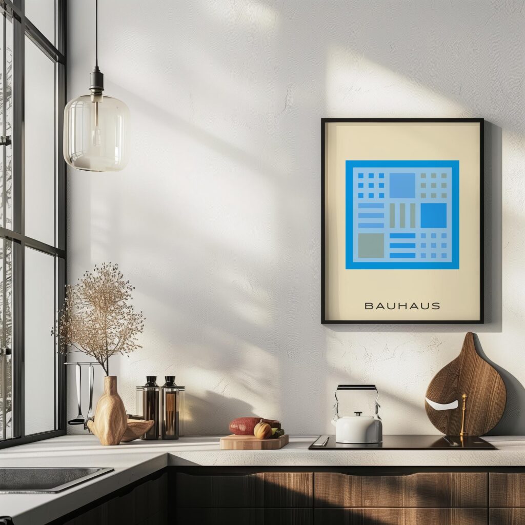 bauhaus print cool blue geometric blocks design 5