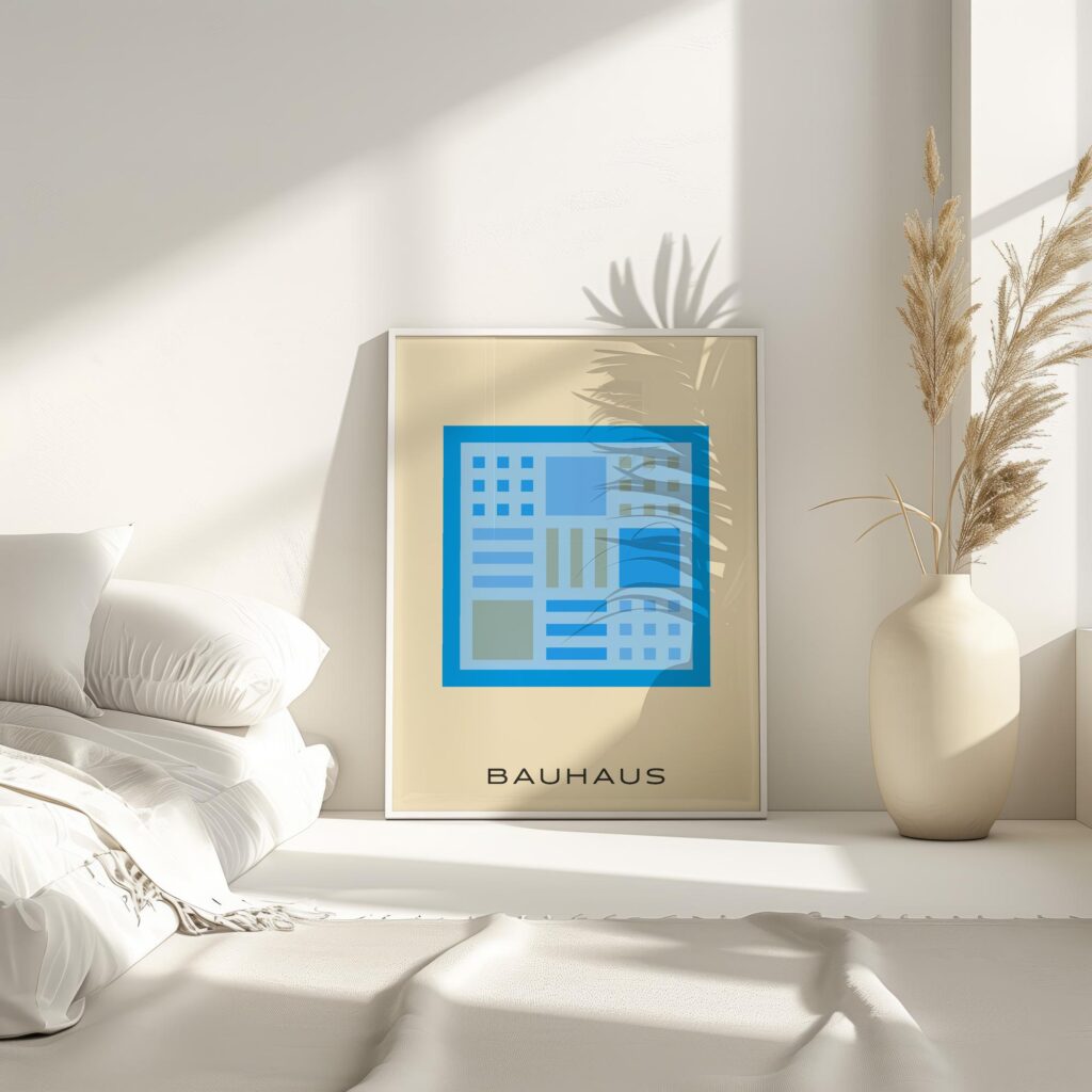 bauhaus print cool blue geometric blocks design 7