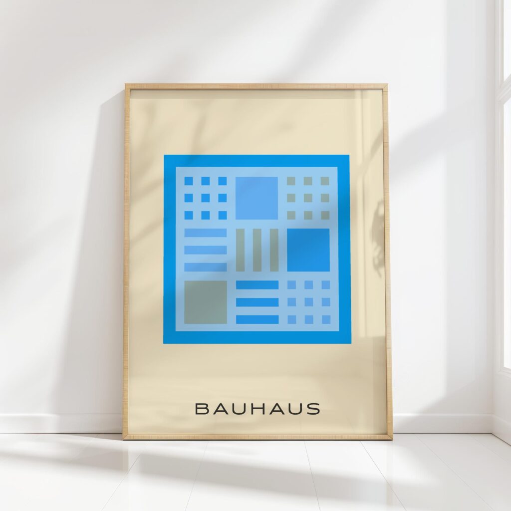 bauhaus print cool blue geometric blocks design 8