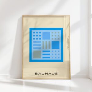 bauhaus print cool blue geometric blocks design 8