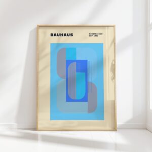 bauhaus print cool blues geometric lines