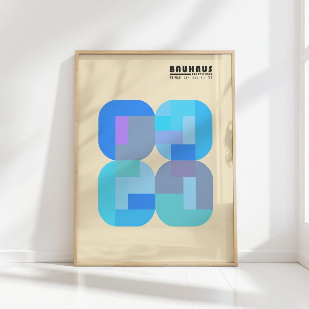 bauhaus print cool hues geometric blocks design