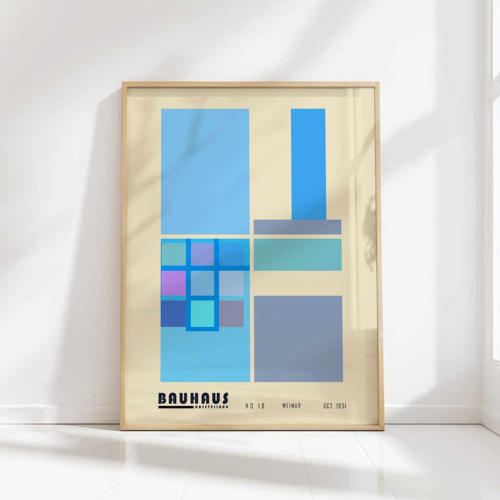 bauhaus print cool tones geometric block design
