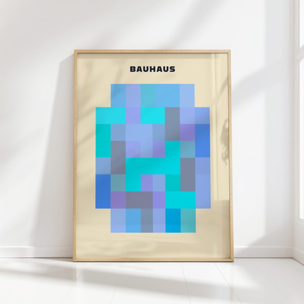 bauhaus print cool tones geometric blocks