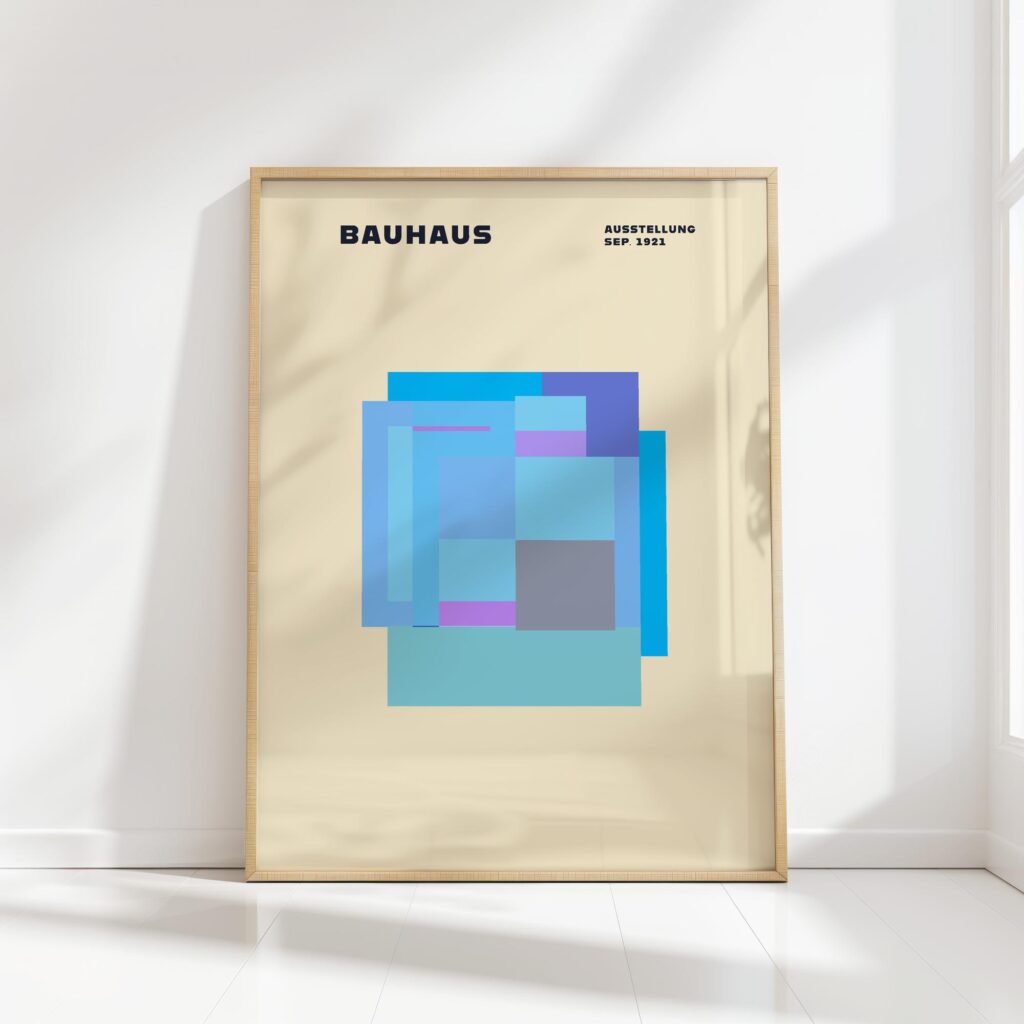 bauhaus print cool tones geometric blocks design