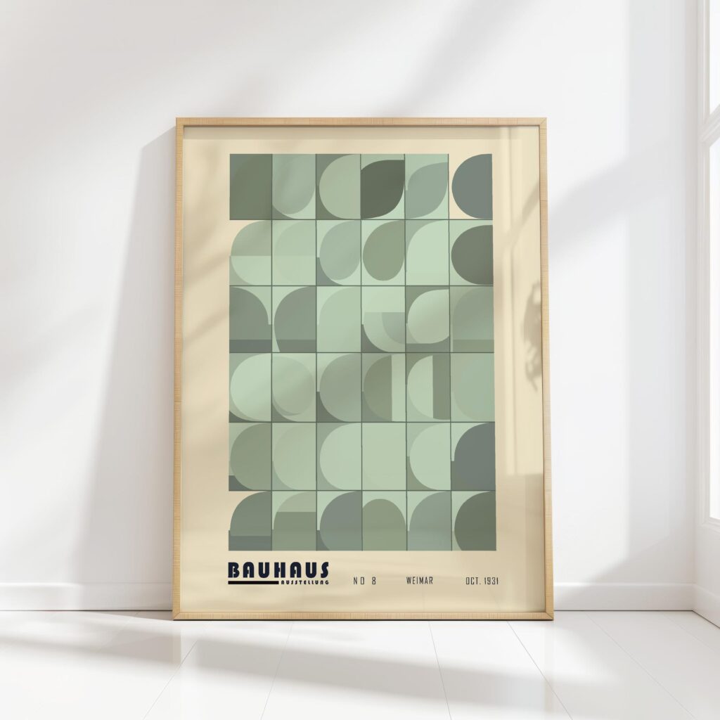 bauhaus print cool tones geometric circle design