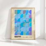 bauhaus print cool tones geometric circles