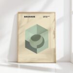 bauhaus print cool tones geometric illusion